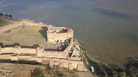 Flying-on-drone-over-ancient-fortress-Akkerman-which-is-on-the-bank-of-the-Dniester-estuary-in-Bilhorod-Dnistrovskyi-city