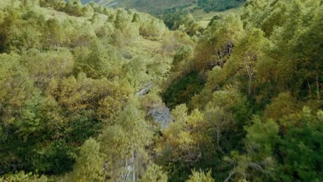 Vista-aérea;-paisaje-de-montaña-con-hermosa-cascada