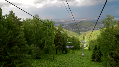 Cableway-Chairlift-in-the-summer,-Russia