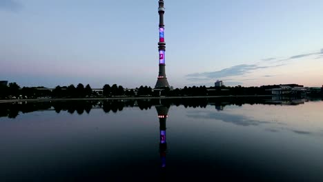 Television-(Ostankino)-tower-at-Night,-Moscow,-Russia