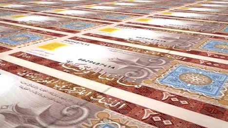 Banknotes-of-one-hundred-mauritanian-ouguiya-of-Mauritania,-cash-money,-loop