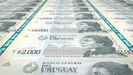 Banknotes-of-two-thousand-Uruguayan-peso-of-Uruguay,-cash-money,-loop