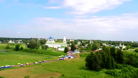 summer-holidays-and-tourism-in-Suzdal,-Russia.-aerial-shot