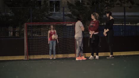 Frau-Fußball-spielen.-Weiblichen-Fußballer.-Frau-Fußball-team