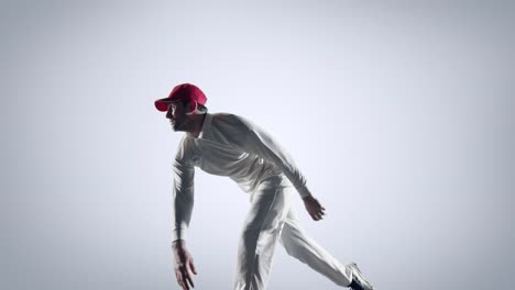 Cricket-player-in-action-on-white-background