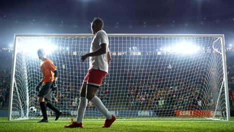 Fußball-Torwart-springt-und-nicht-Ball-fangen