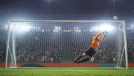 Fußball-Torwart-springt-und-spart-Kugel