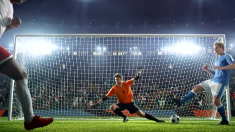 Fußball-Spieler-schießt-ein-Tor-und-läuft-glücklich