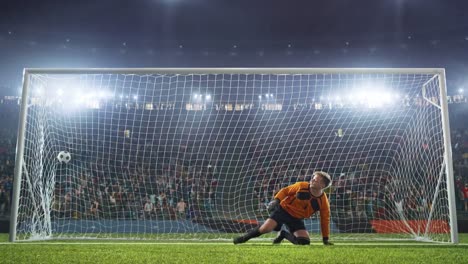 Fußball-Torwart-springt-und-nicht-Ball-fangen