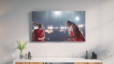 Volleyball-Spiel-auf-Leben-Zimmer-Fernseher