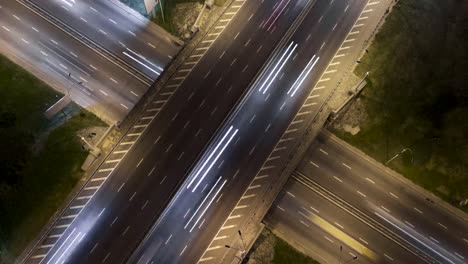 Highway-interchange-with-traffic.-Aerial-shot.-UHD,-4K