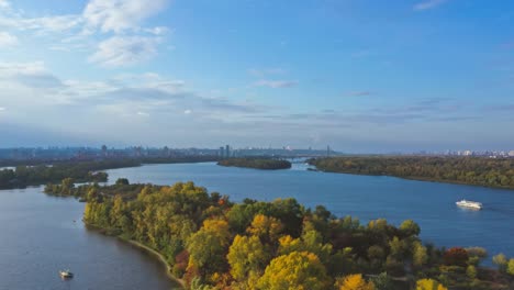 The-flight-above-the-beautiful-river-city-landscape.-hyper-lapse