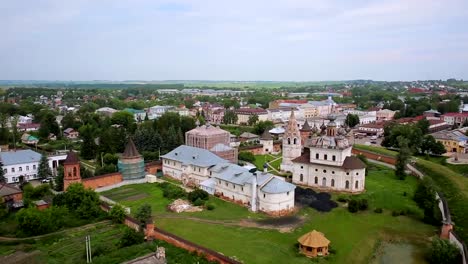 Kremlin-in-Yuryev-Polskiy,-Russia,-aerial-shot