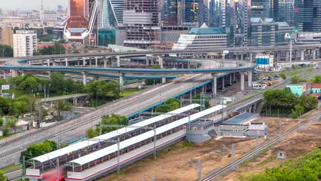 Little-Ring-of-the-Moscow-Railways-timelapse---is-a-54.4-kilometre-long-orbital-railway-in-Moscow,-Russia.-Shelepikha-Station