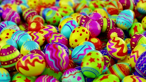 Colorful-Easter-eggs,-fall-into-the-frame-and-fill-it-completely.-White-background.