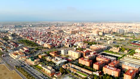 Valencia-from-the-bird's-eye-view.-Aerial-view.-The-magnificent-panorama-of-the-city-from-the-altitude.-Valencia-is-a-tourist-city-in-the-morning