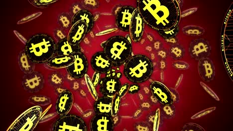 BITCOIN-Coins-Animation,-Background,-Rendering,-Loop