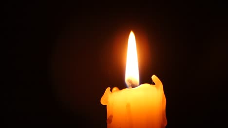 Closeup-of-candle-flame-on-black.-Old-white-candle