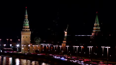 Stadtbild-bei-Nacht.-Stadt-Moskau,-Russland.-Timelapse