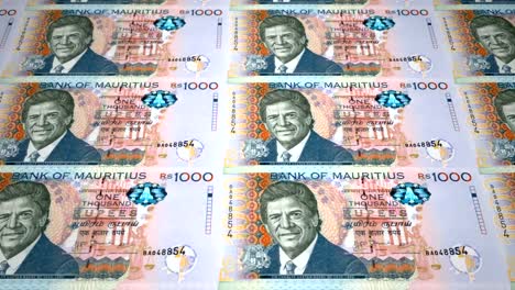 Banknotes-of-one-thousand-rupees-of-the-Mauritius-Islands,-cash-money,-loop