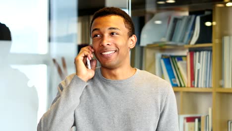 Talking-on-Phone,-Young-Afro-American-Man-Portrait