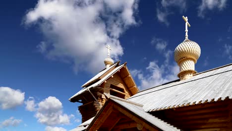 Modern-Wooden-Orthodox-church in-Moscow,-Russia