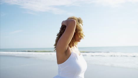 Voluptuous-African-American-female-summer-vacation-by-ocean