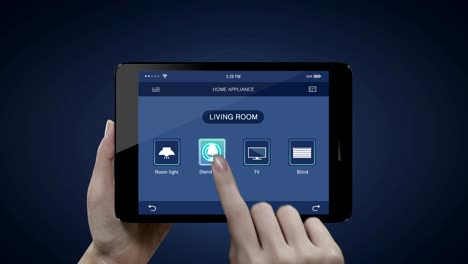 Touch-screen,-IoT-smart-pad,-tablet-application,-Living-room-TV,-Light-bulb,-Blind-energy-saving-efficiency-control,-Smart-home-appliances,--internet-of-things.