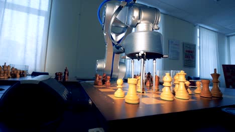 Robot-playing-chess.-3D-rendering.