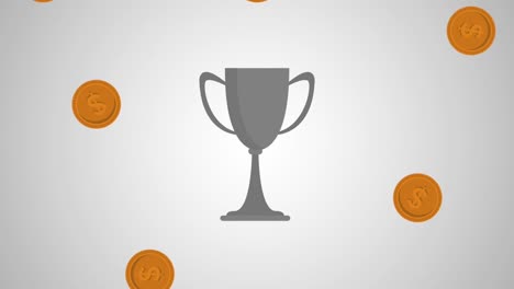 Trophy-cup-over-coins-raining-HD-animation