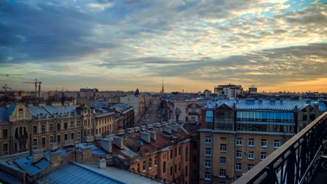 Panorama-to-the-streets-of-St.-Petersburg-in-the-evening.-Timelapse