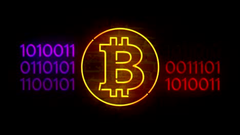 Bitcoin-Mining-Konzept-Neon-Licht