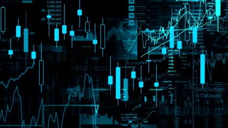 Aktienmarkt-Indizes-sind-im-virtuellen-Raum-bewegen.-Wirtschaftswachstum,-Rezession