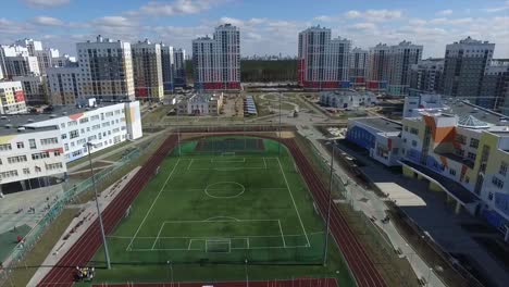 Urban-development.-Footage.-Residential-area-Academic,-new-buildings.-Ekaterinburg,-Russia.-Shooting-from-the-air-by-a-flying-camera