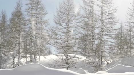 Landschaft-aus-schneebedeckten-Bergen-an-einem-sonnigen-Tag.