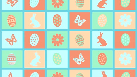 Background-Happy-Easter-with-eggs,-flowers-and-butterflies