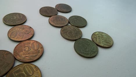 The-word-"LOVE",-laid-out-of-Russian-coins.