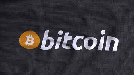 Animación-del-logotipo-de-la-bandera-bitcoin,-bandera-con-textura-y-ondeo