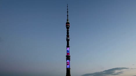 Television-(Ostankino)-tower-at-Night,-Moscow,-Russia