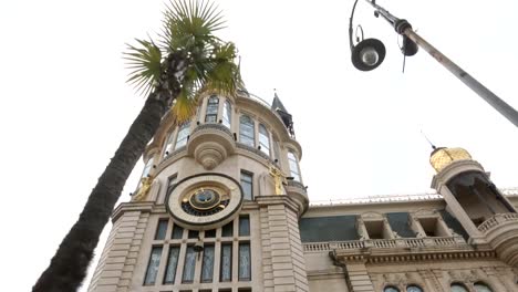 Astronomical-clock-on-city-hall-building-Batumi,-Georgian-sightseeing,-tourism