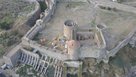 Flying-on-drone-over-ancient-fortress-Akkerman-which-is-on-the-bank-of-the-Dniester-estuary-in-Bilhorod-Dnistrovskyi-city