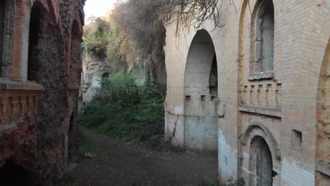 Abandoned-Military-Fort,-Destroyed-Brick-Walls