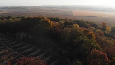 Flight-Over-the-Old-Fortress-in-Ukraine,-Tarakaniv-Fortress