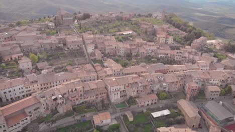 Aerial-shot.-Town-in-Italian-Tuscany.-Montalcino-is-beautiful-at-sunset