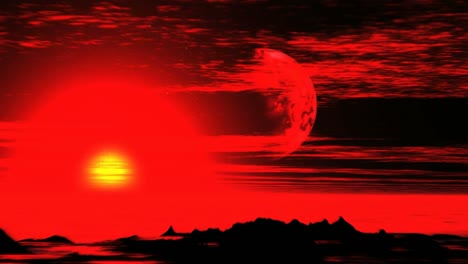 Surreale-Sonnenuntergang-auf-einem-fremden-Planeten