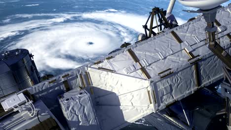 Flight-Of-The-International-Space-Station-Above-The-Hurricane