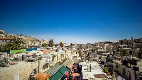 Blick-vom-Gipfel-des-Damaskus-Tores-auf-die-Jerusalemer-Altstadt.-Israel