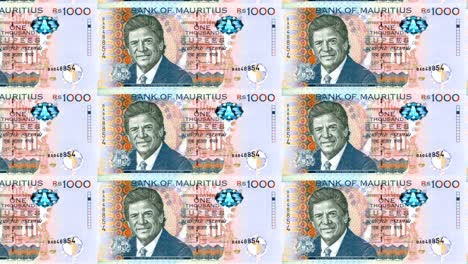 Banknotes-of-one-thousand-rupees-of-the-Mauritius-Islands,-cash-money,-loop