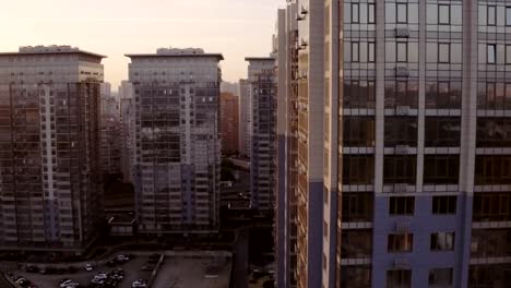 Aerial-view-modern-glass-building-in-Kyiv,-Ukraine,-European-modern-architecture.