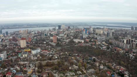 Bird's-eye-view-on-downtown-area-of-Dnipro-city.-4k-footage-from-drone.